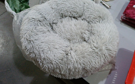 Dog Beds For Small Dogs Round Plush Cat Litter Kennel Pet Nest Mat Puppy Beds (Option: Light gray-60cm)