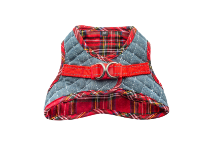 Step-In Denim Harness (Color: Denim & Red Plaid, size: large)