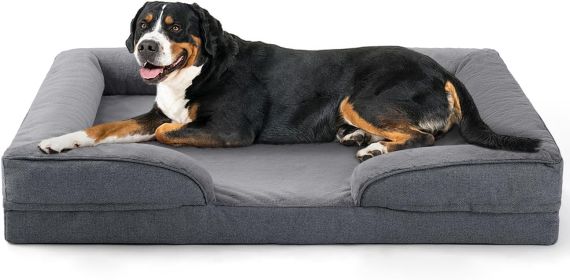 Large Dog Orthopedic Dog Sofa Supportive Foam Pet Mattress Washable And Removable Cover Egg Cell Foam Waterproof Lining Multiple Colors And Sizes Avai (Option: Gray-S)
