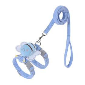 Cat Small Dog Wings Decoration Adjustable Chest Harness Leash Set Pet Supplies (Option: Blue-M)