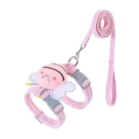 Cat Small Dog Wings Decoration Adjustable Chest Harness Leash Set Pet Supplies (Option: Pink-M)