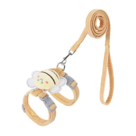 Cat Small Dog Wings Decoration Adjustable Chest Harness Leash Set Pet Supplies (Option: Yellow-S)